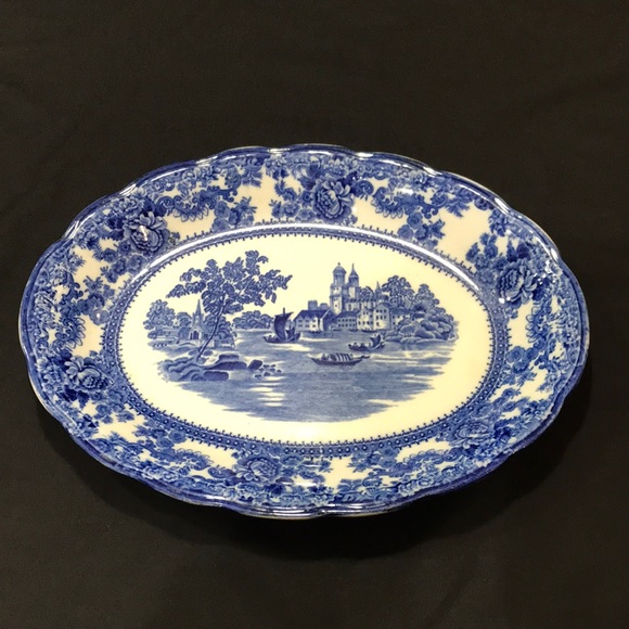TOGO F Winkle Colonial Pottery Other - Vintage Colonial Pottery Stoke England Winkle Co Togo Blue Oval Serving Platter